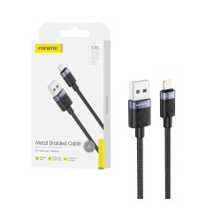 Foneng Cable X115 Metal Braided Lightning 2.1A 1M Black
